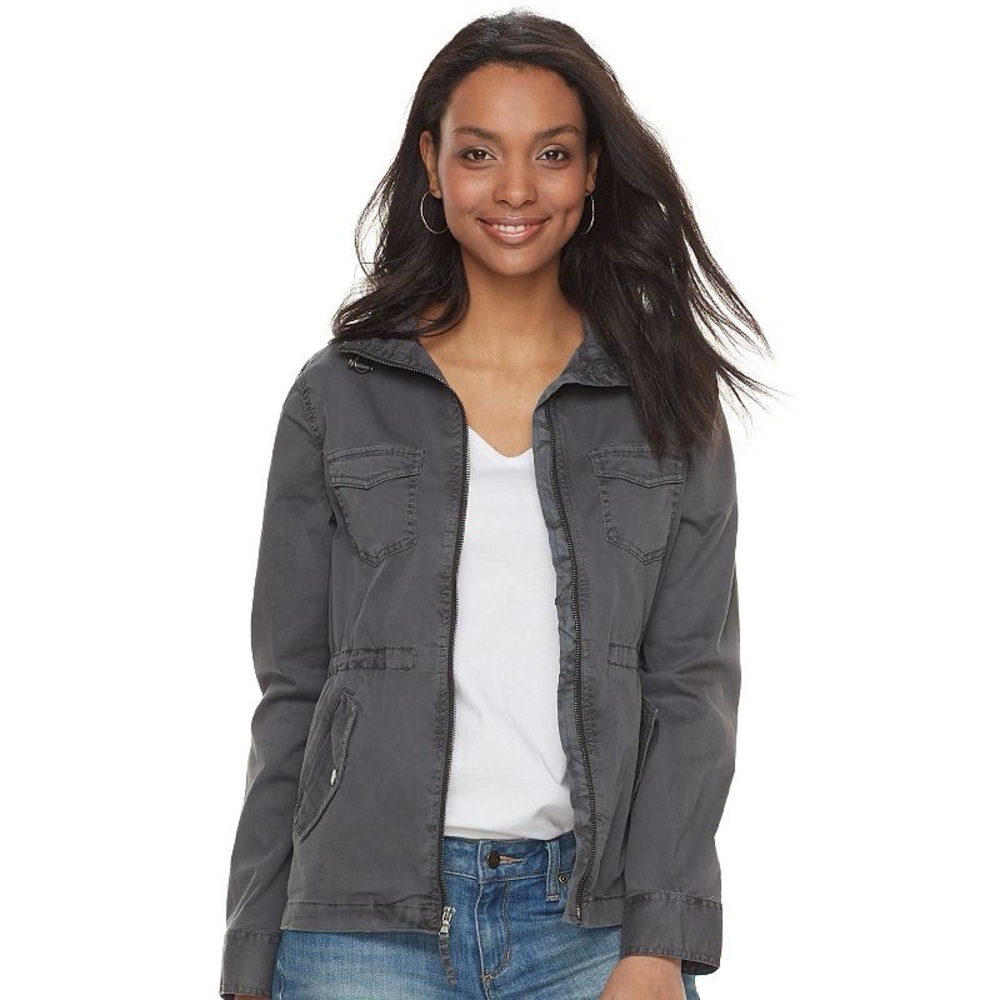 Sonoma Women's Gray Cargo Utility Jacket